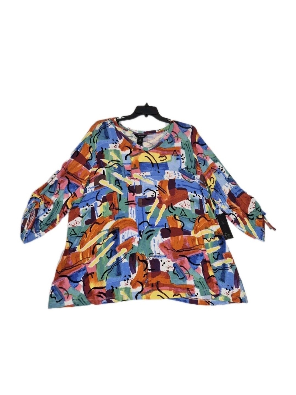 Ali Miles Women's Plus Top Size 3X Stretch ¾ Sleeve Tunic Multicolor Abstra 47